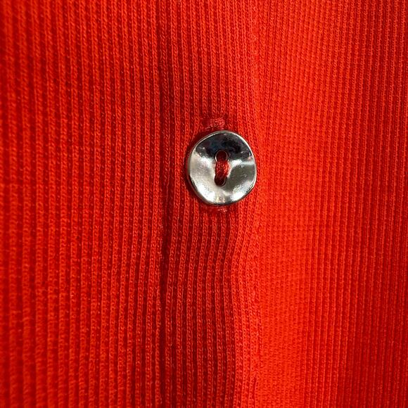 H by Halston Button Down Shirt Top Long Sleeve Tangerine Casual Ribbed - M - Picture 8 of 8